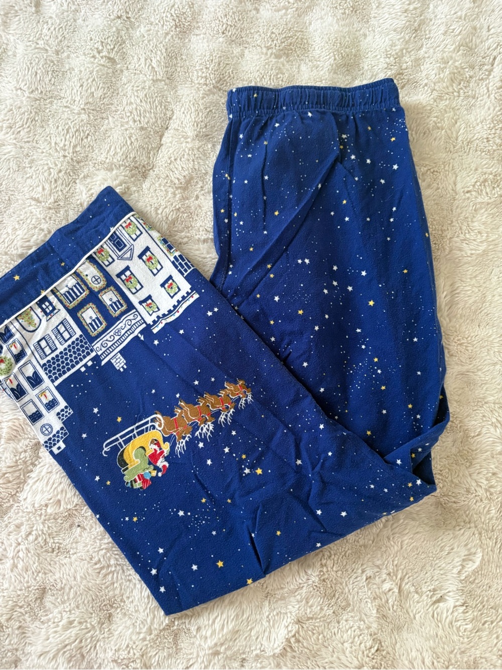 Nick and Nora Blue Star & Santa Sleigh Pajama Pants